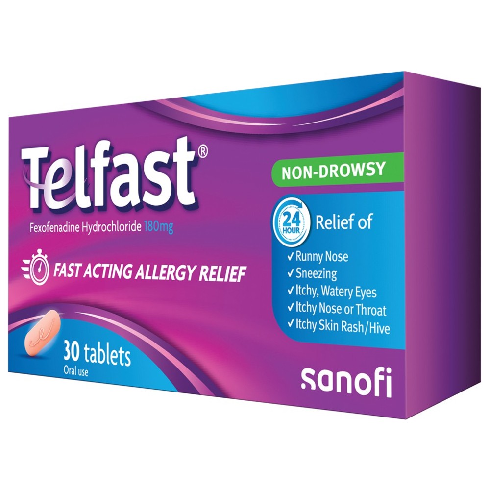 Telfast 180 mg Fast-Acting Allergy Relief - 30 Tablets