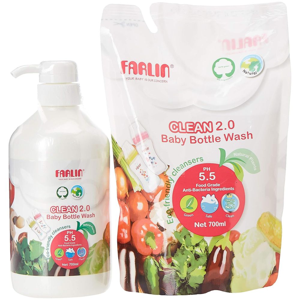 Farlin - Bottle Cleaning Wash With Refill & Bottle Brush