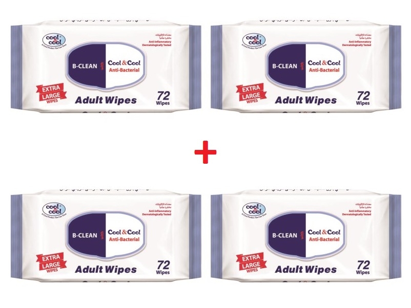 Cool & Cool - Adult Wipes XL - Soft 72's - Pack of 4
