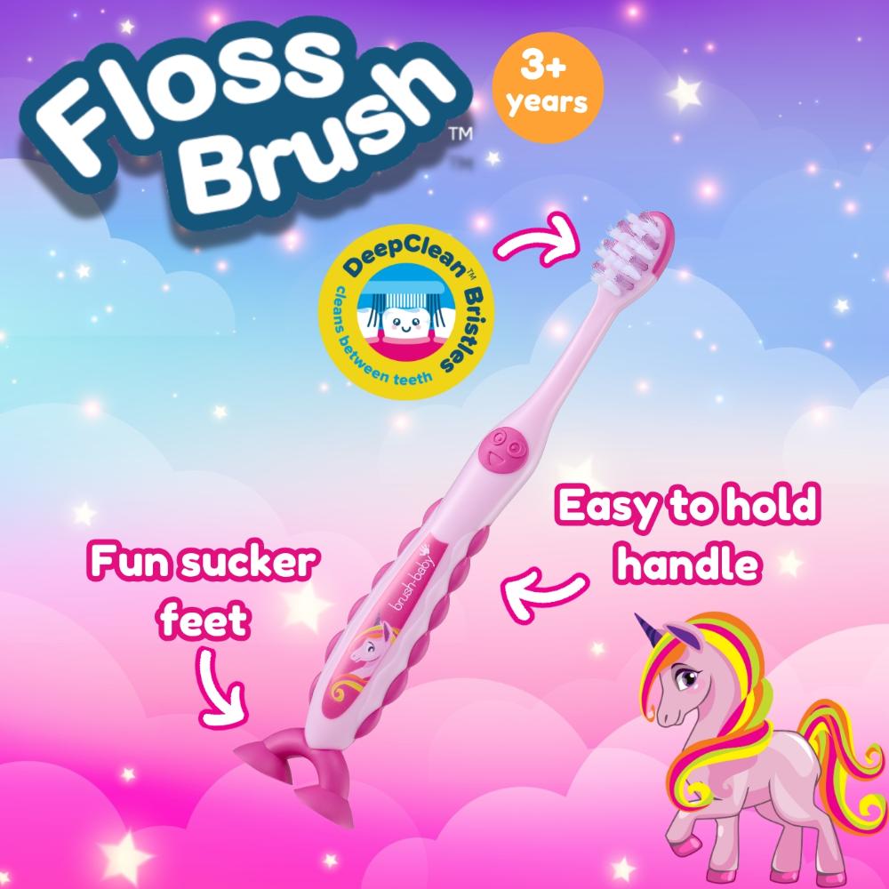 Brush Baby - 2025 Collection Flossbrush Bristles Toothbrushes Assorted - Pack of 2