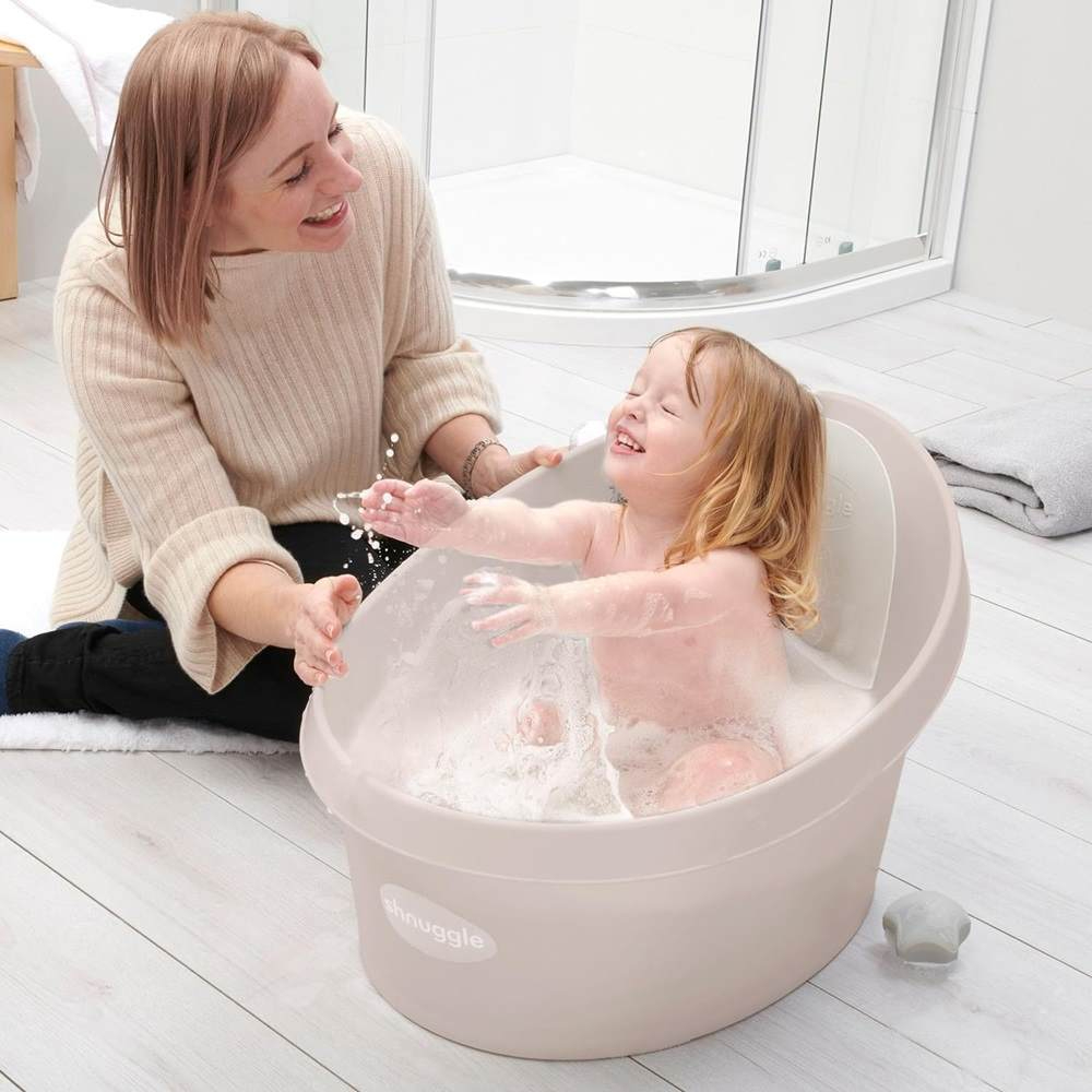 Shnuggle - Toddler Bath Tub with Plug & Seat Support - Taupe