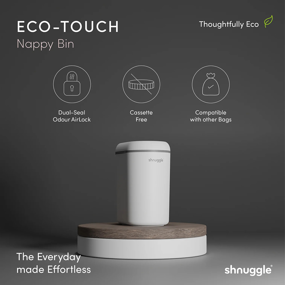 Shnuggle - Eco Touch Nappy Bin with Dual Seal Airlock - White
