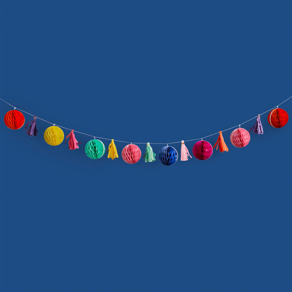 Hootyballoo - Bright Coloured Honeycomb & Tassel Garland - 2M