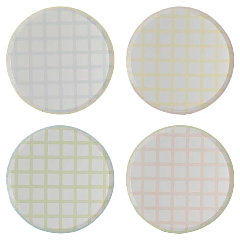 Ginger Ray - Pastel Gingham Easter Paper Plates - 8pcs