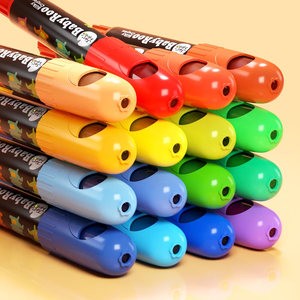 جار ميلو - أقلام تلوين حريرية قابلة للغسل للأطفال الصغار - 6 قطع