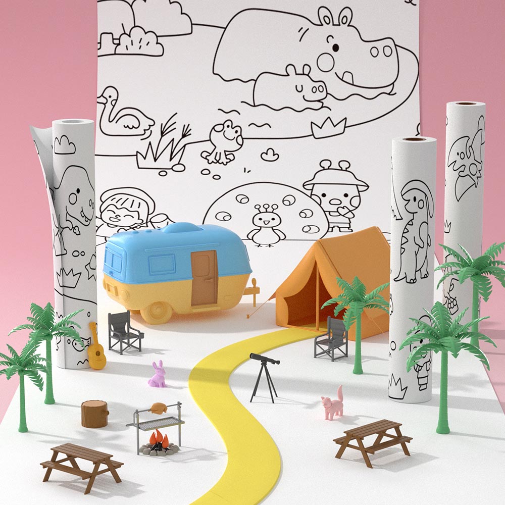 جار ميلو - لوحة تلوين لاصق مغامرات الحيوانات المقطوعة