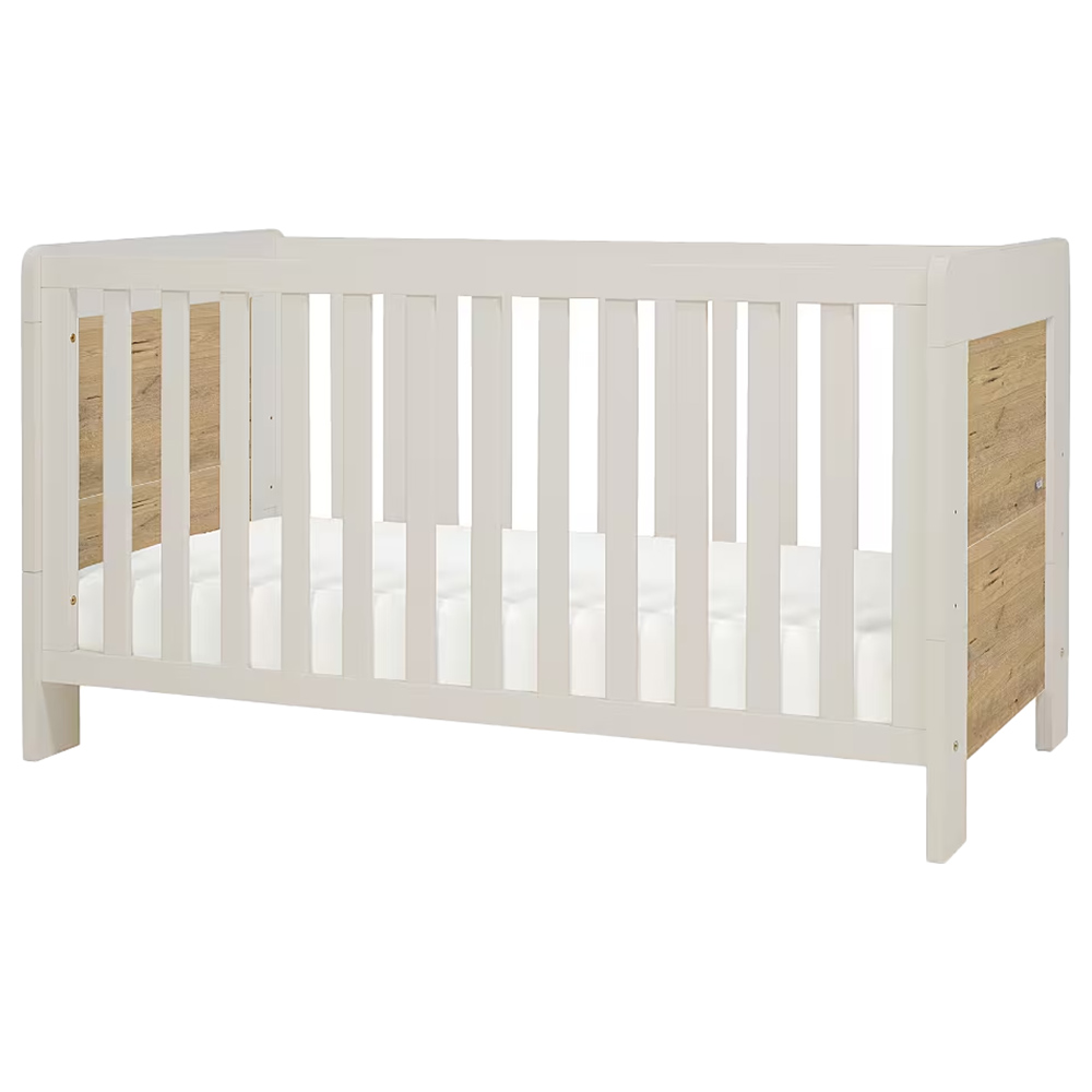 توتي بامبيني - مهد وسرير المواليد ألبا - أبيض رملي وبلوطي