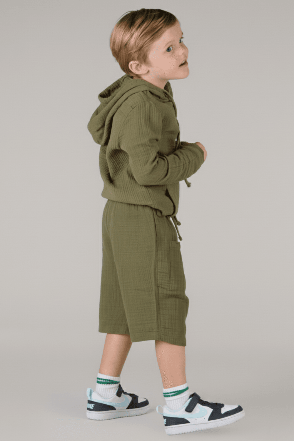 شورت قطني للأطفال من جاست ناتشر - مزود بجيوب وأربطة