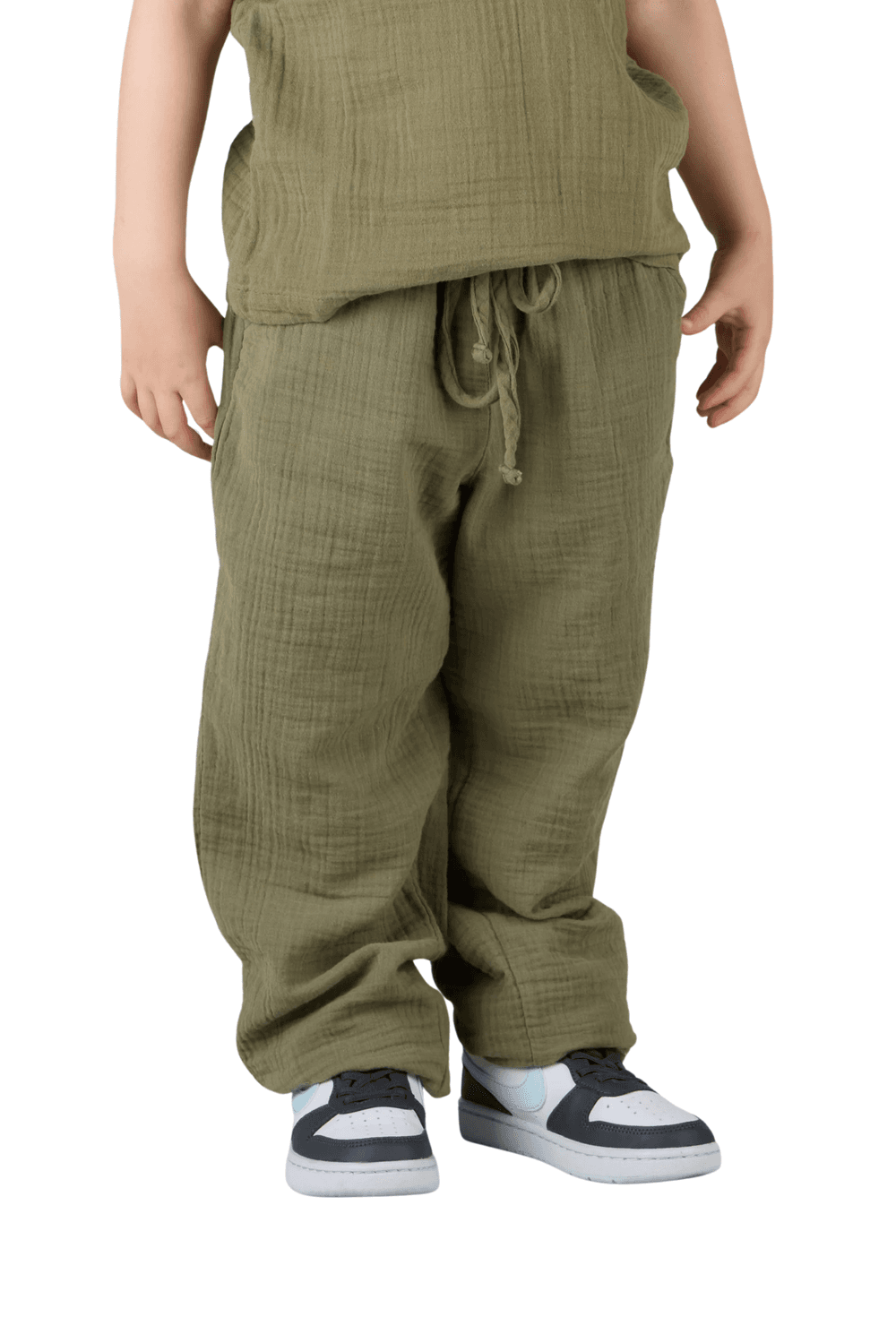 جاست ناتشر - بنطلون أطفال مريح برباط - زيتوني