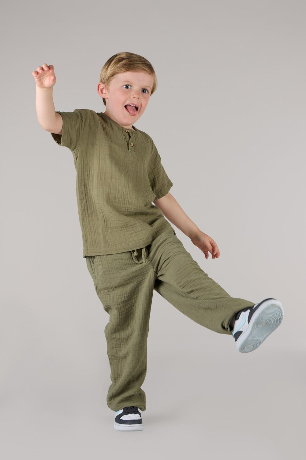 جاست ناتشر - بنطلون أطفال مريح برباط - زيتوني