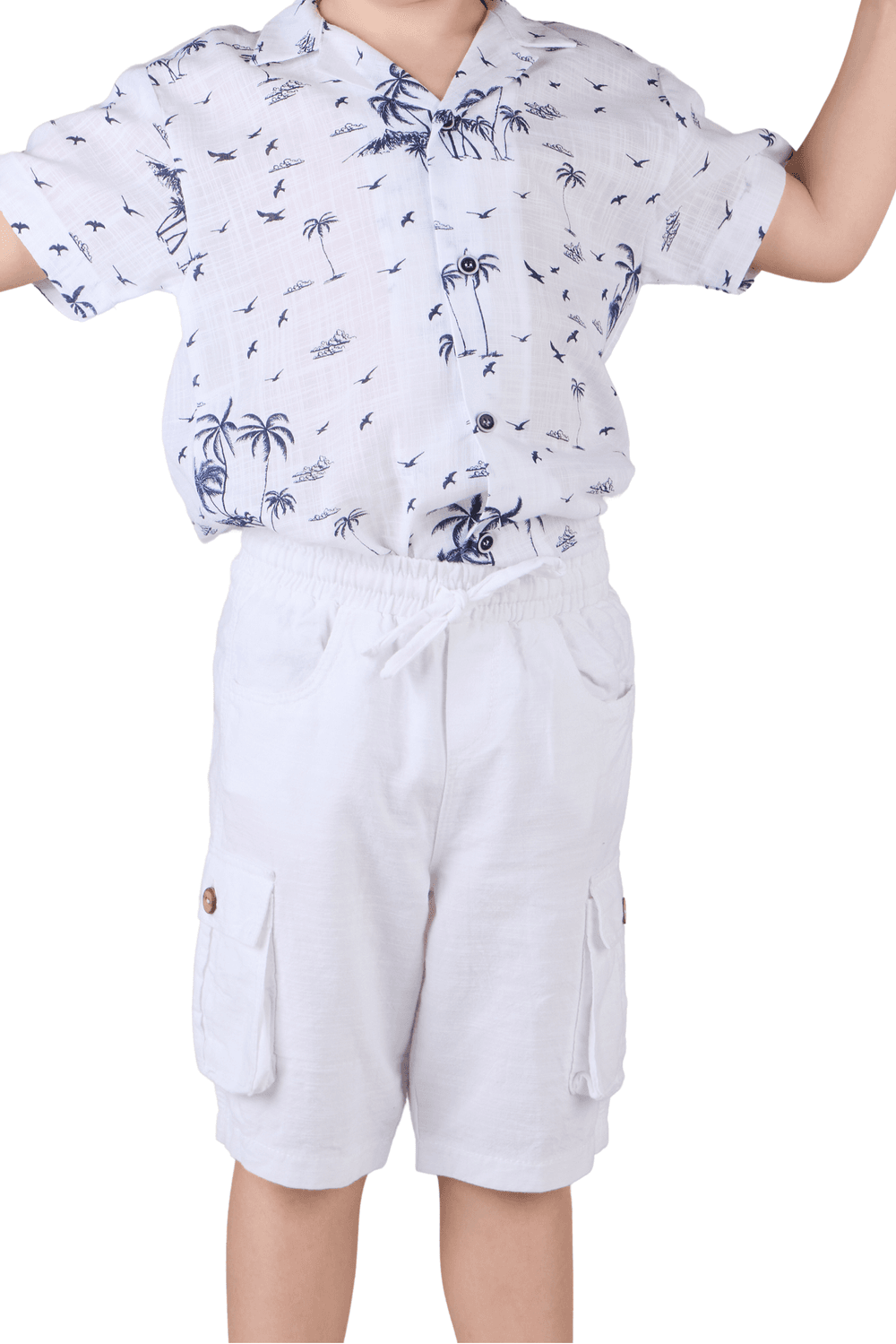 شورت كارغو قطني للأولاد من جاست ناتشر - أبيض