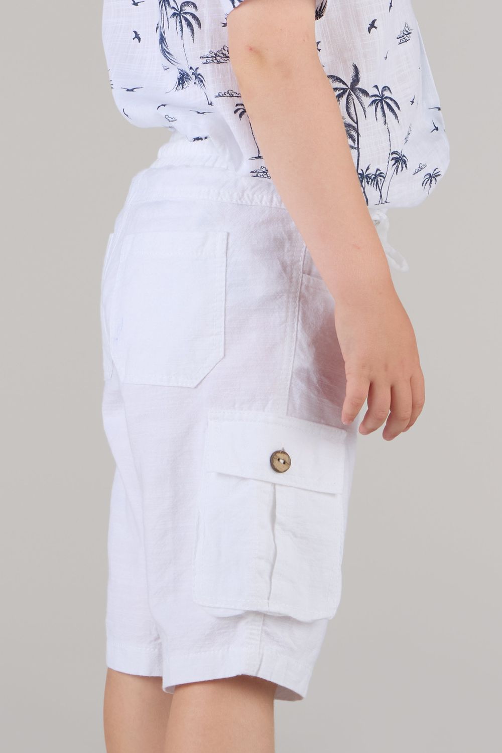 شورت كارغو قطني للأولاد من جاست ناتشر - أبيض