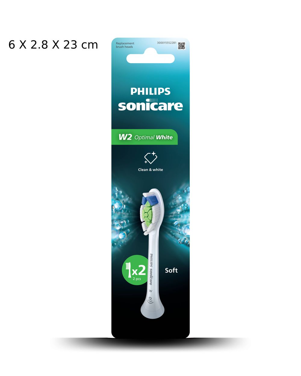 فيليبس - سونيكير W2 رأس فرشاة أبيض مثالي - أبيض - قطعتان