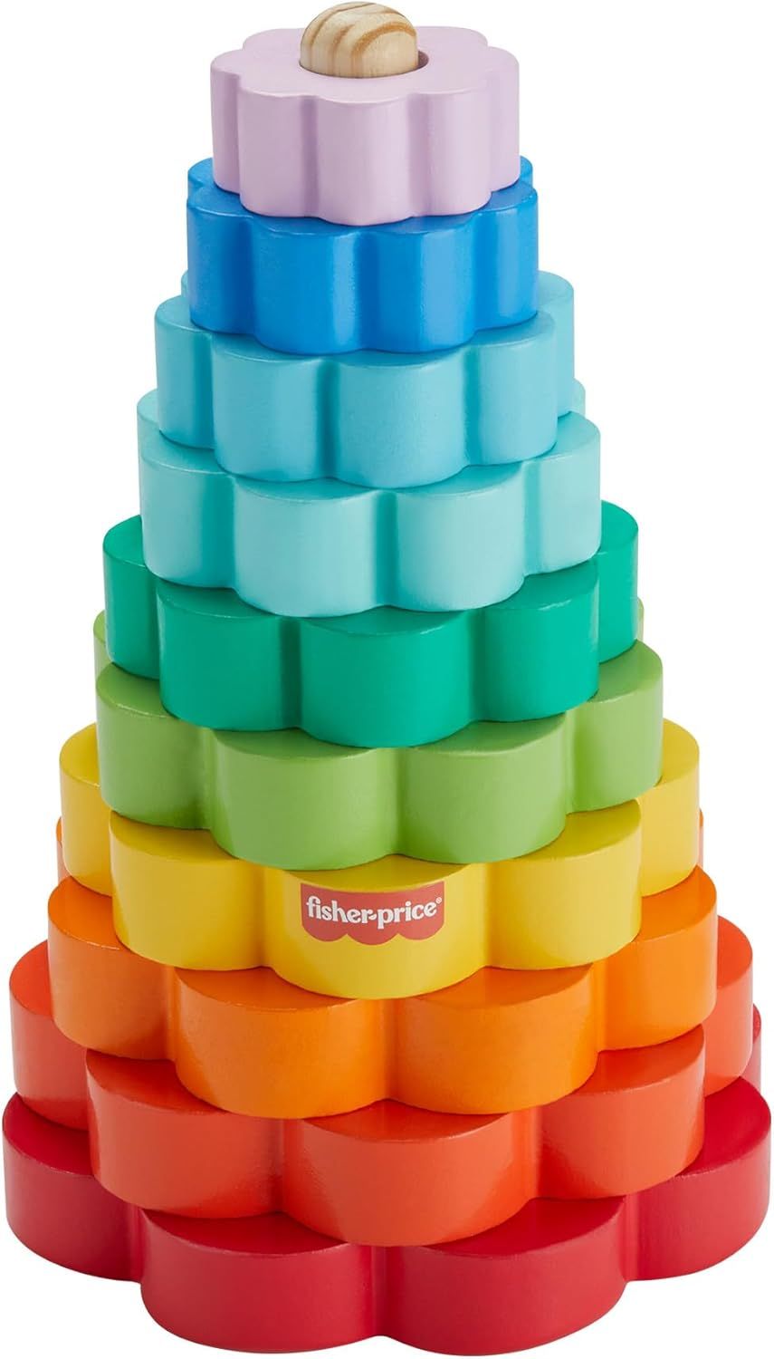 Fisher-Price Ten Ring Wooden Stacking Activity Toy