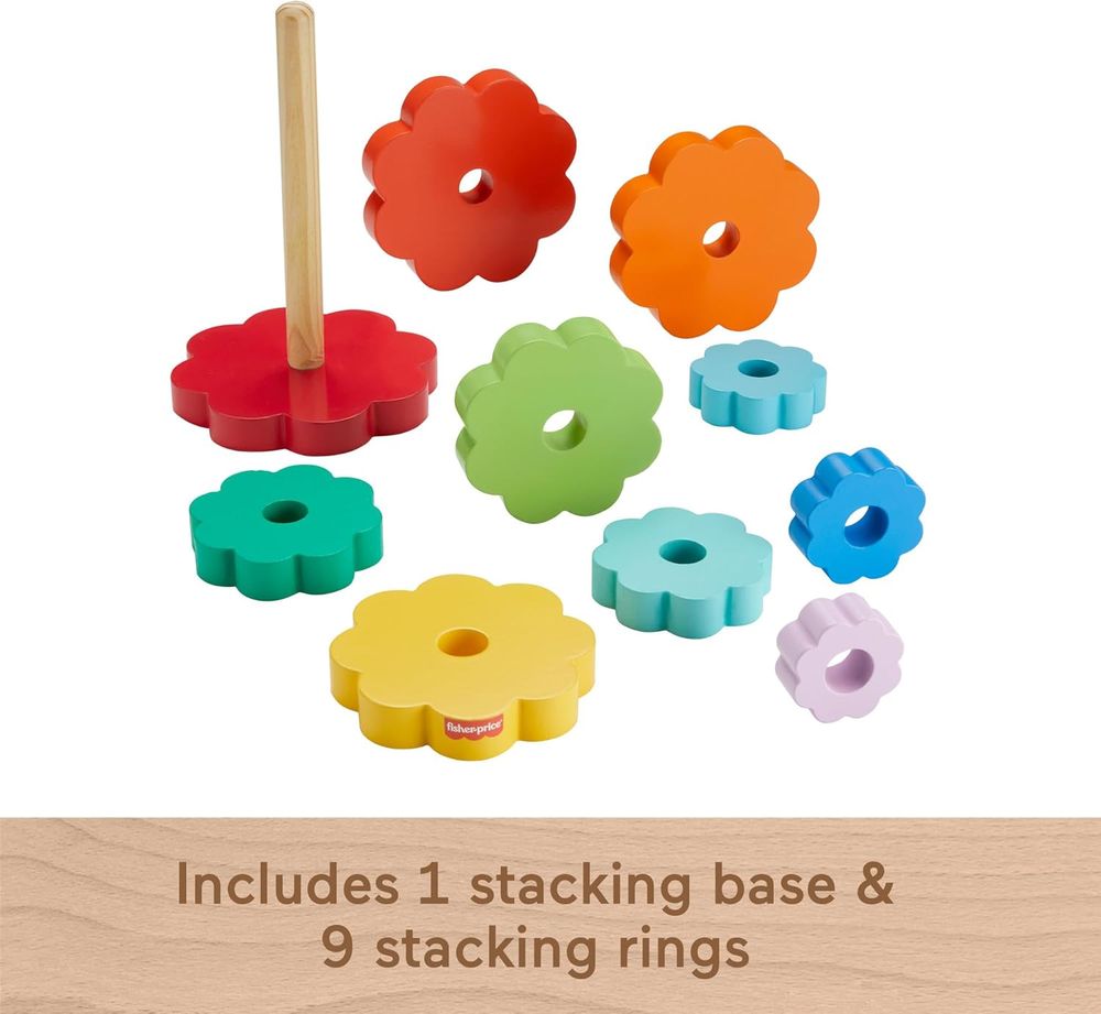 Fisher-Price Ten Ring Wooden Stacking Activity Toy