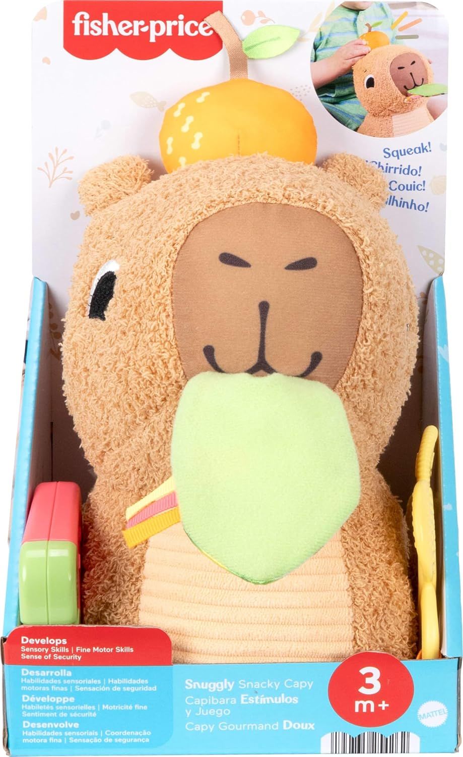 Fisher-Price Baby Sensory Snuggly Snaky Capybara Plush Toy
