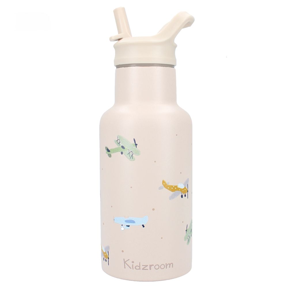 Kidzroom - Kids Stainless Steel Bottle - Small Talk - Beige - 350 ml