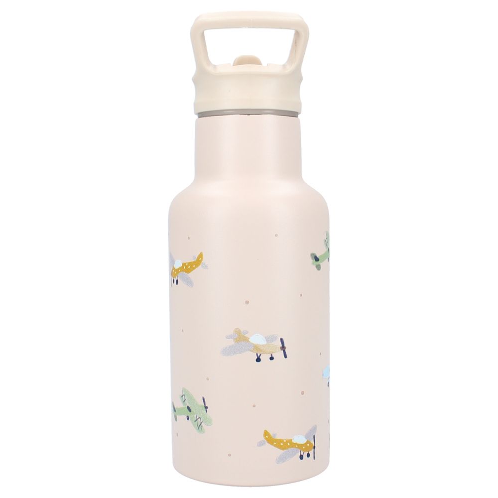 Kidzroom - Kids Stainless Steel Bottle - Small Talk - Beige - 350 ml