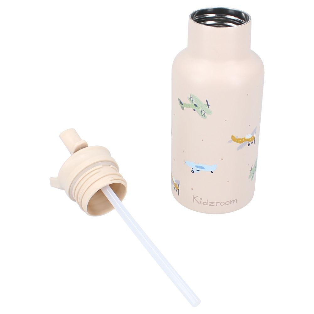 Kidzroom - Kids Stainless Steel Bottle - Small Talk - Beige - 350 ml