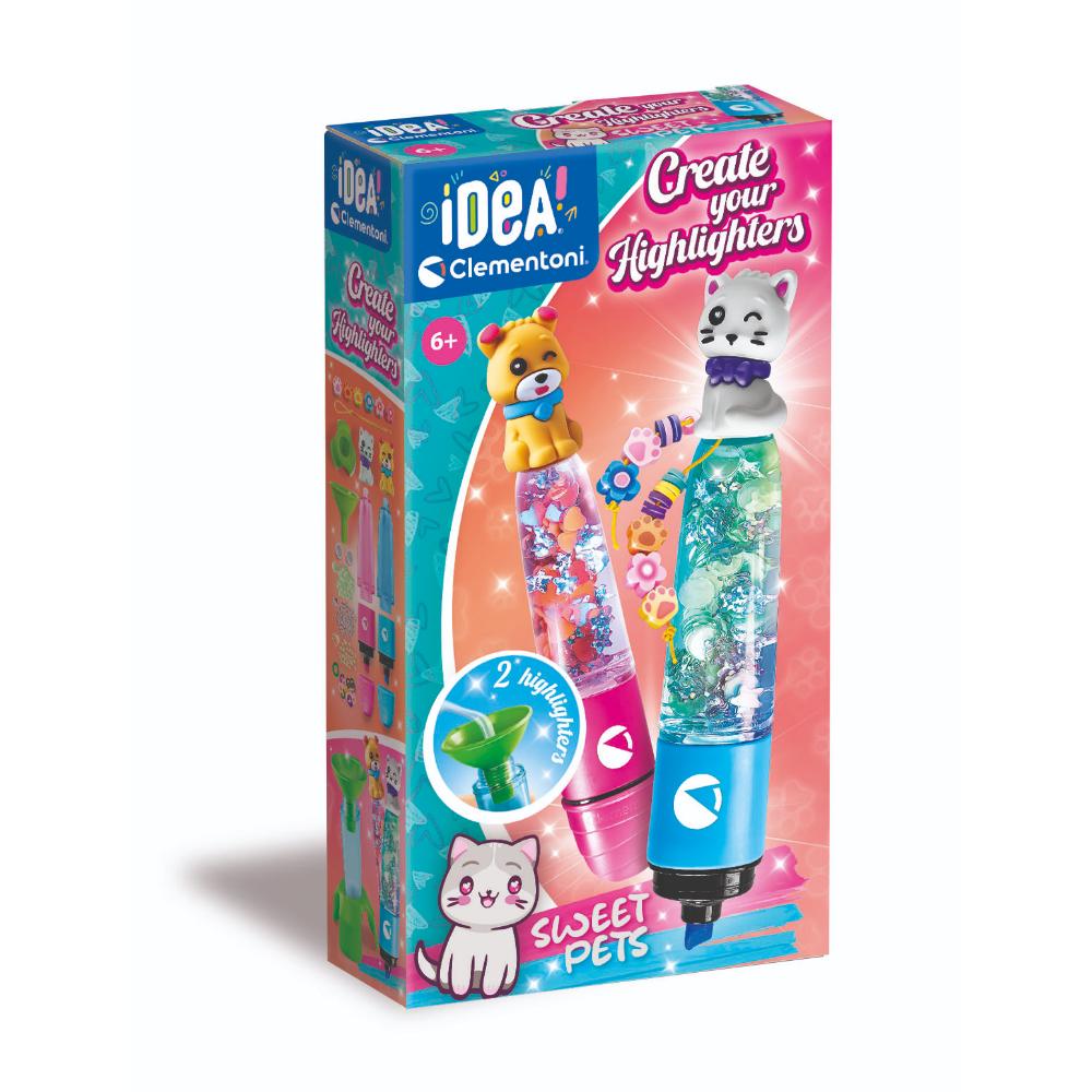Clementoni - Idea Create Your Highlighter - Sweet Pets - Pack of 2