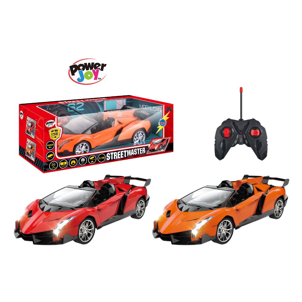 Power Joy - Remote Control Street Master With Light Sports Car - 1:16 - 1pc - Assorted - Color May Vary
