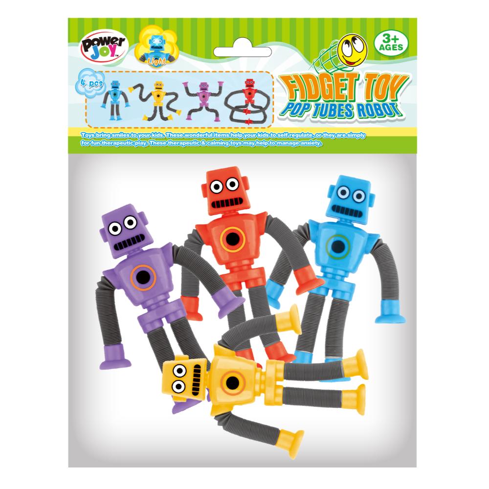 Power Joy Pop Tubes Robot Fidget Toy Set - Multicolor - 4 Pcs