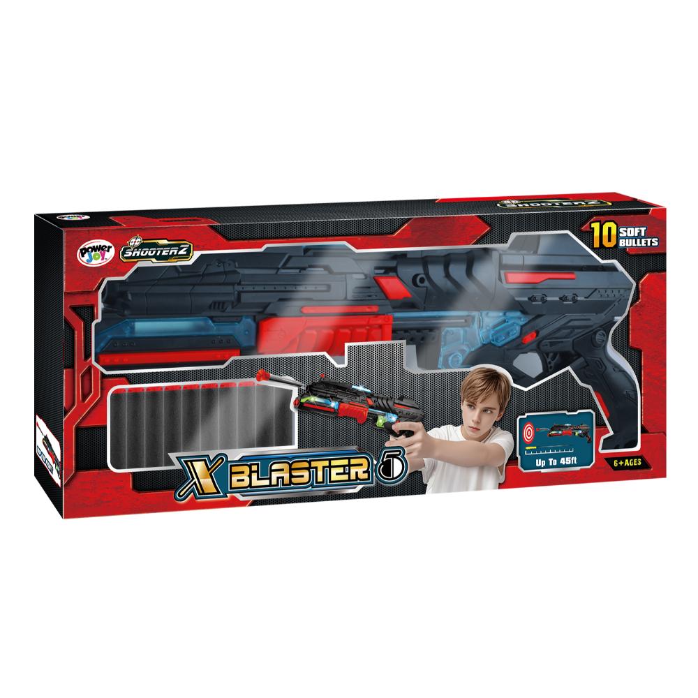 باور جوي - مسدس ألعاب شوتر زد إكس 5 مع 10 رصاصات فوم - ألوان متعددة