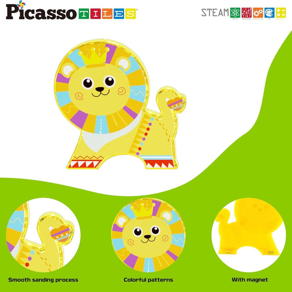 Picasso Tiles Magnetic Block Safari Animals - 8 Pcs