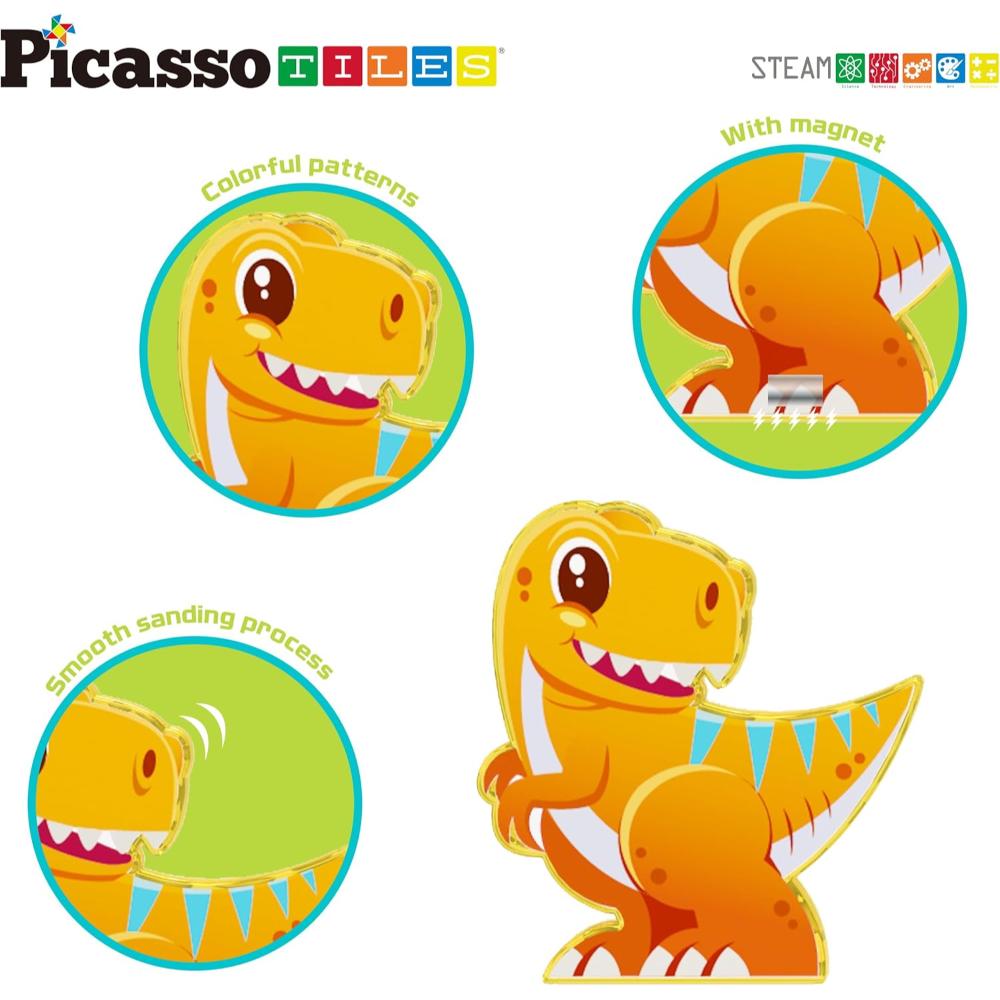 Picasso Tiles Magnetic Dinosaur Figures - 8 Pcs