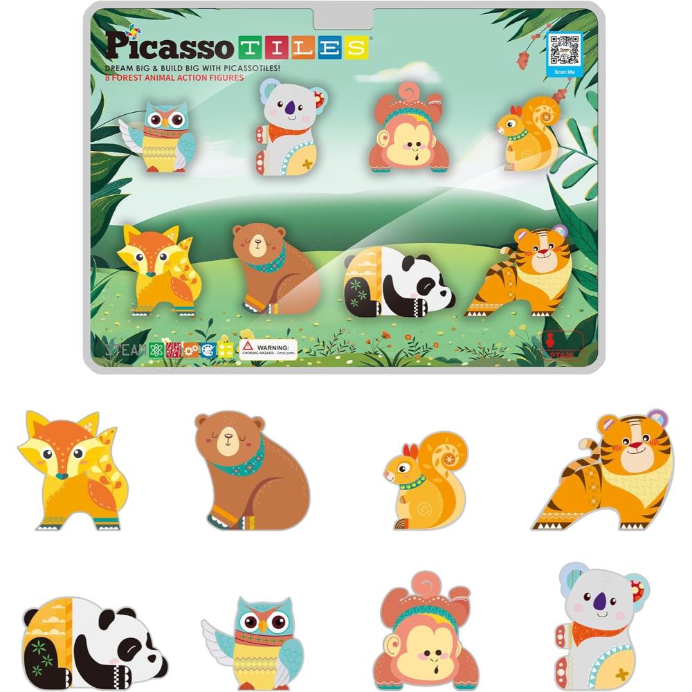 Picasso Tiles Magnetic Block Forest Animals - 8 Pcs