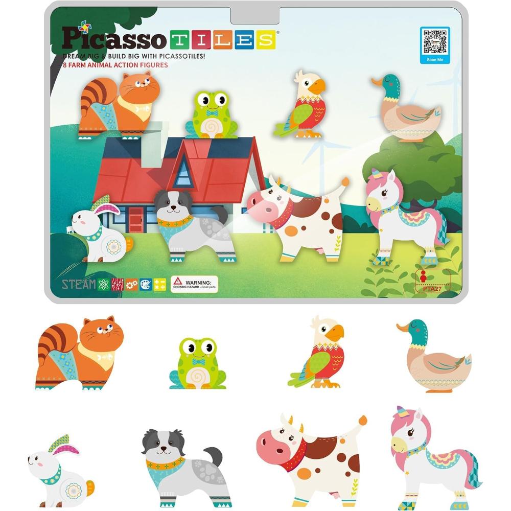 Picasso Tiles Magnetic Block Farm Animals - 8 Pcs