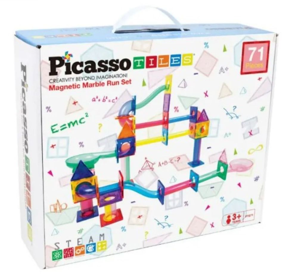 Picasso Tiles - Magnetic Marble Run Playset - 71 Pcs
