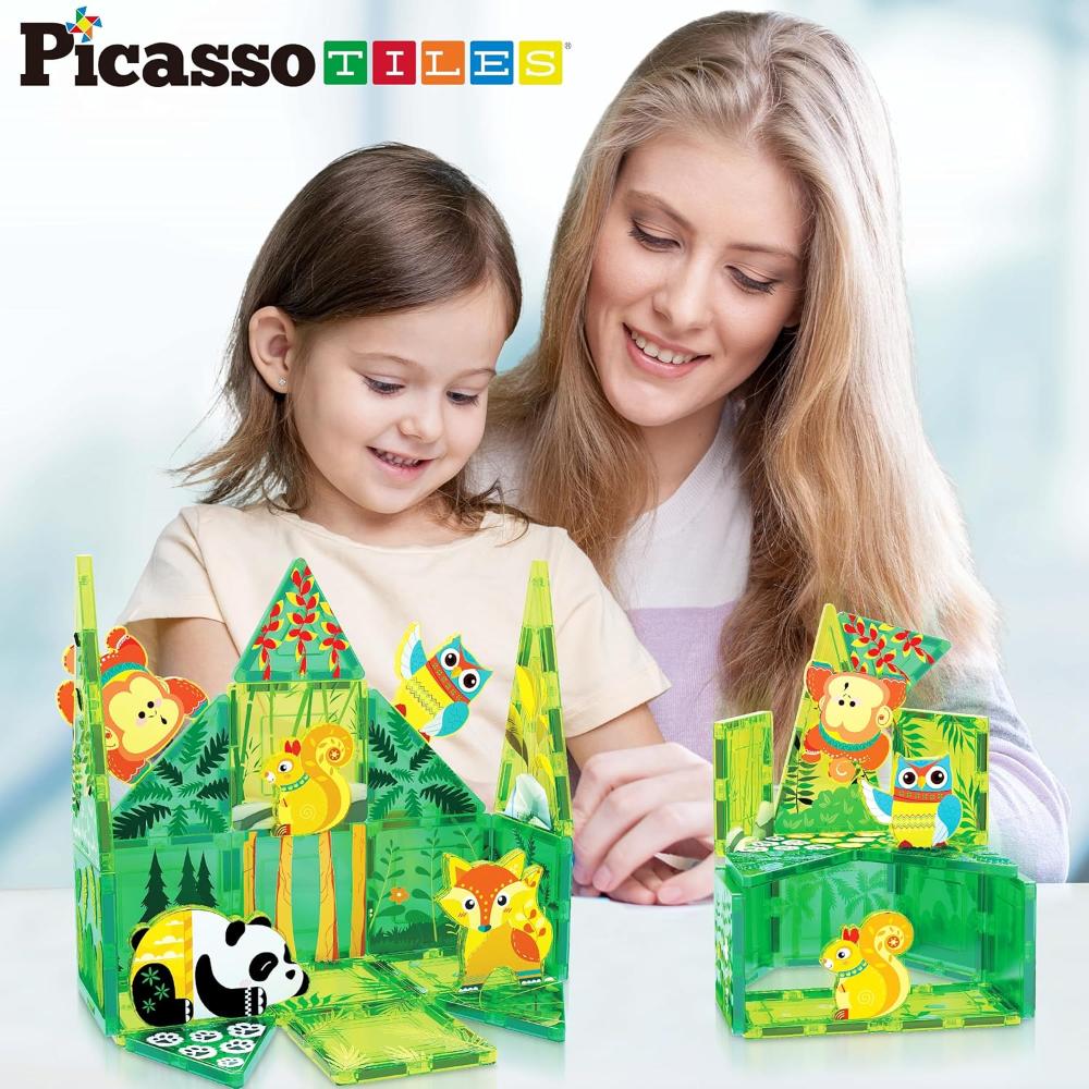 Picasso Tiles Magnetic Tiles Building Toy Set - Forest Animal - 26 Pcs