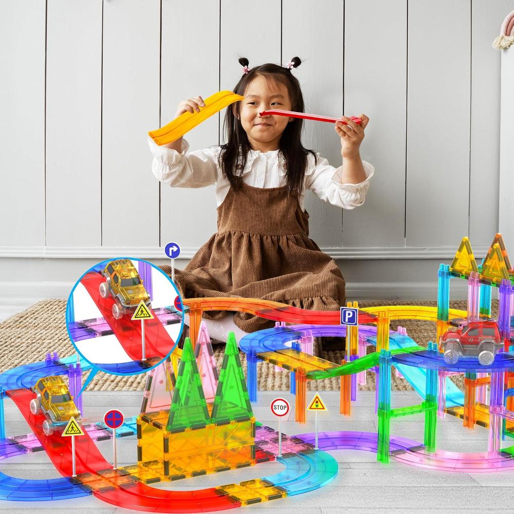 Picasso Tiles Magnetic Tiles Slope Race Track Expansion Set - 6 Pcs