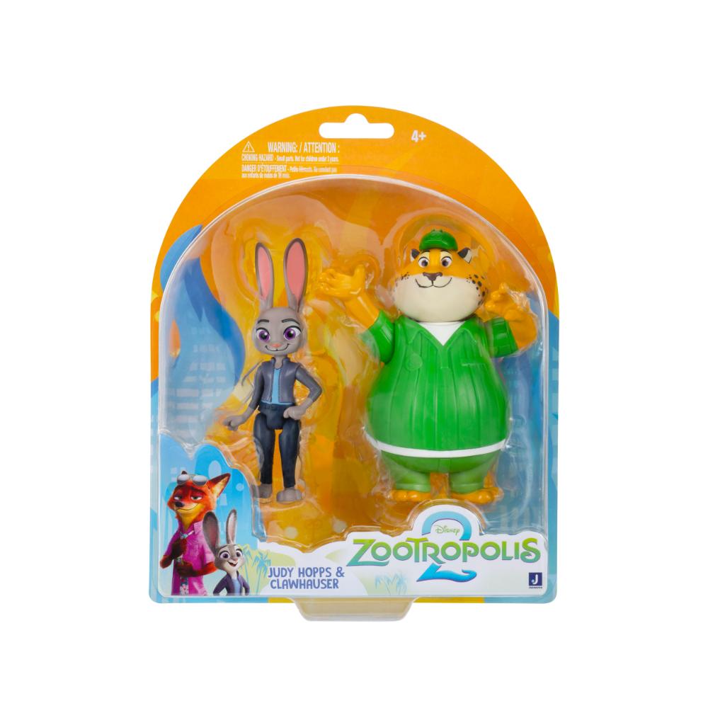 مجموعة شخصيات ديزني القابلة للتجميع من فيلم زوتوبيا 2 - جودي هوبس وكلاوسر - قطعتان