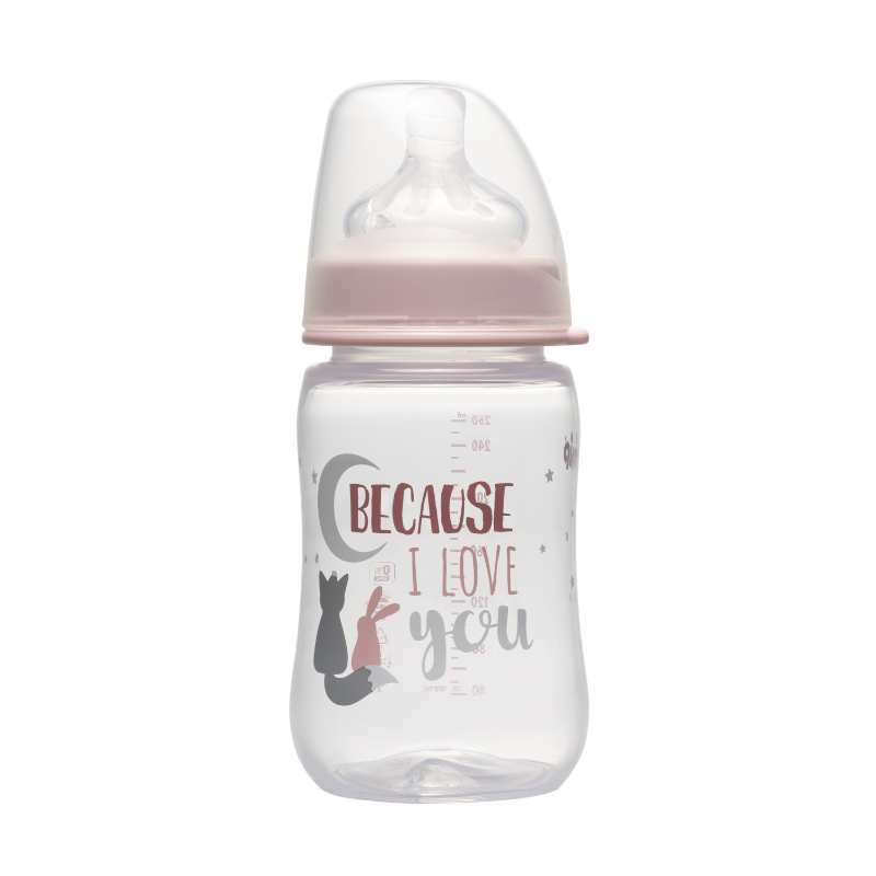 نِب - زجاجة رضاعة عنق عريض PP - وردي - 260 مل