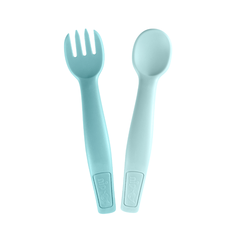 Nip Bio Based Plastic Cutlery Spoon & Fork Set - Blue