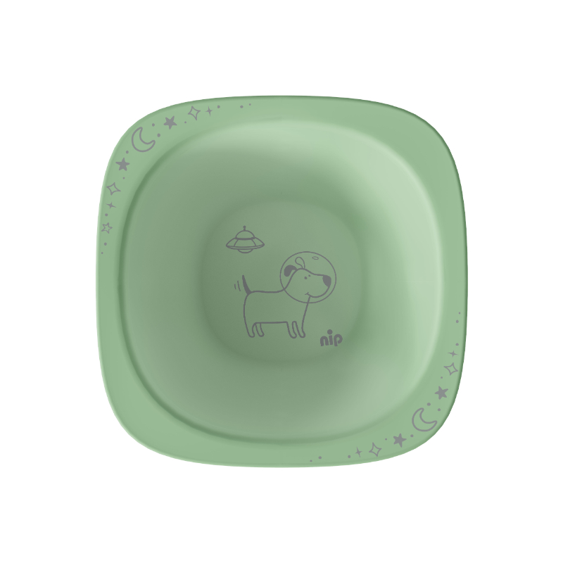 نيب - طقم زبديات إطعام عضوية للأطفال - عدد 2 - تصميم كلب - أخضر