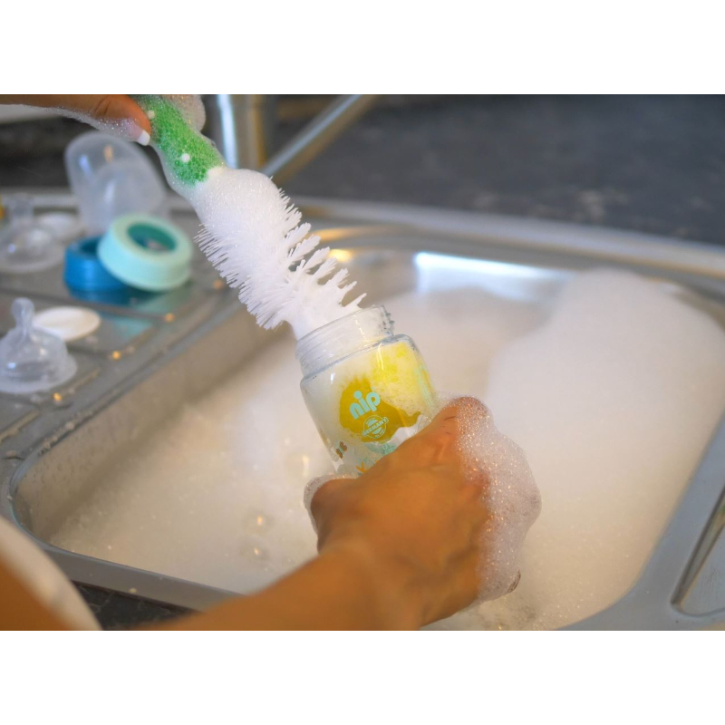 Nip - Baby Bottle Brush - White/Green