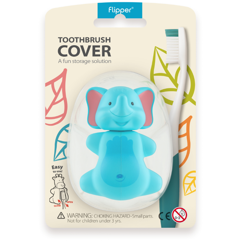 Flipper - Toothbrush Cover Bundle - Fun Animal Series - Cow & Elephant