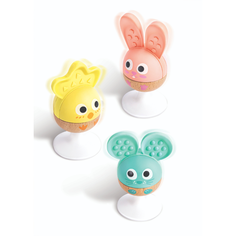 Hape - Cheery Critter Teether Rattle With Suction Cup - 3 Pcs