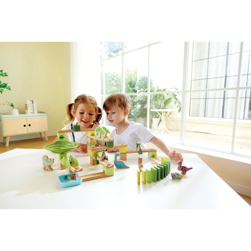 Hape - Dino Adventure Marble Run Playset - Multicolor - 131 Pcs