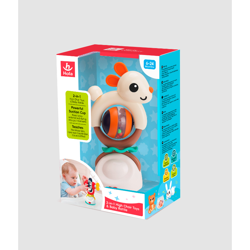 Hola 2in1 Highchair Toys & Baby Rattle Suction Toys - Rabbit