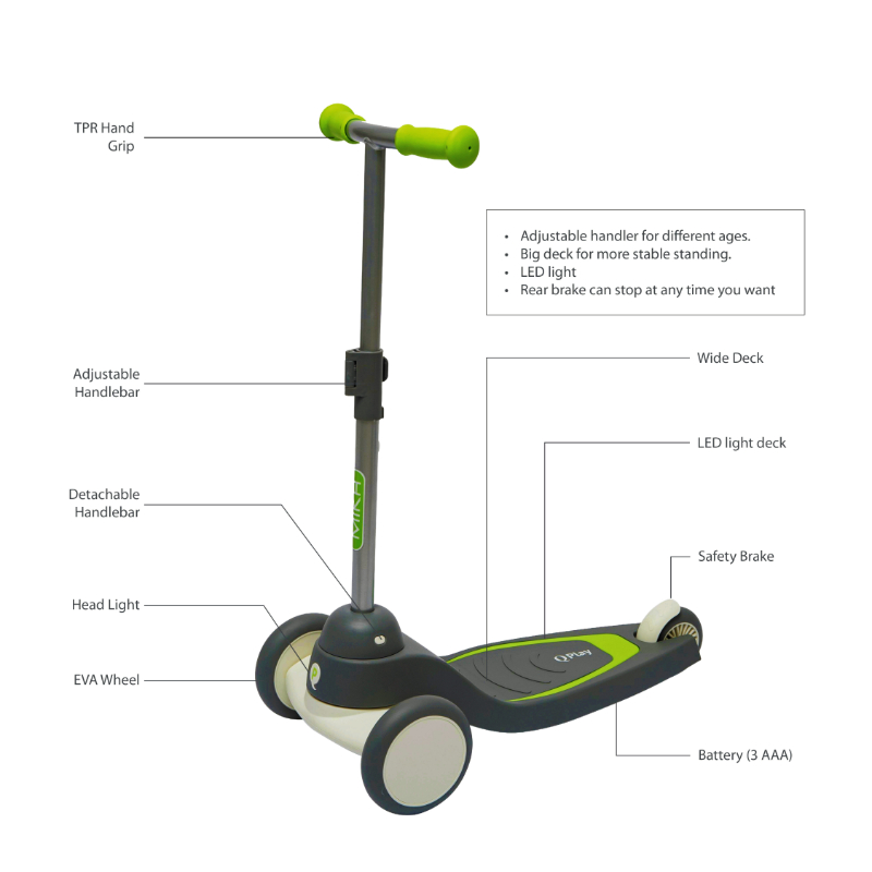 QPlay Mika LED Kids Scooter