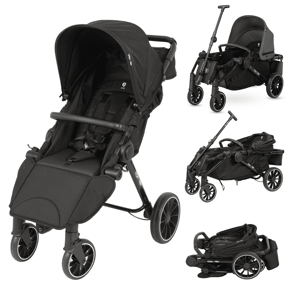 QPlay - Go Cargo 2-in-1 Baby Wagon & Stroller 6m+ - Black