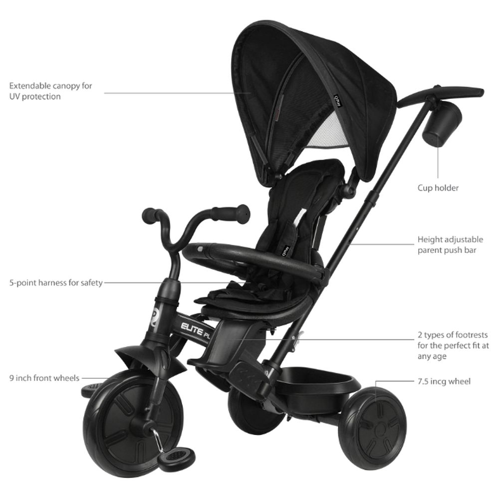 كيو بلاي - دراجة ثلاثية العجلات إيليت بلاتينيوم 6 في 1 للأطفال - من عمر 10 أشهر إلى 6 سنوات