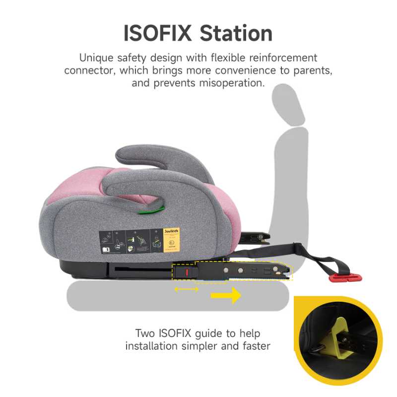 Jovikids - Ohho I-Size Booster Car Seat for Car ISOFIX 6-12Y - Pink