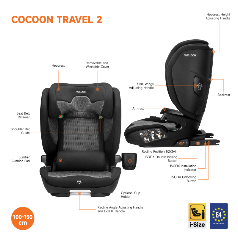 WELLDON - Cocoon I-Size IsoFix Highback Booster Carseat