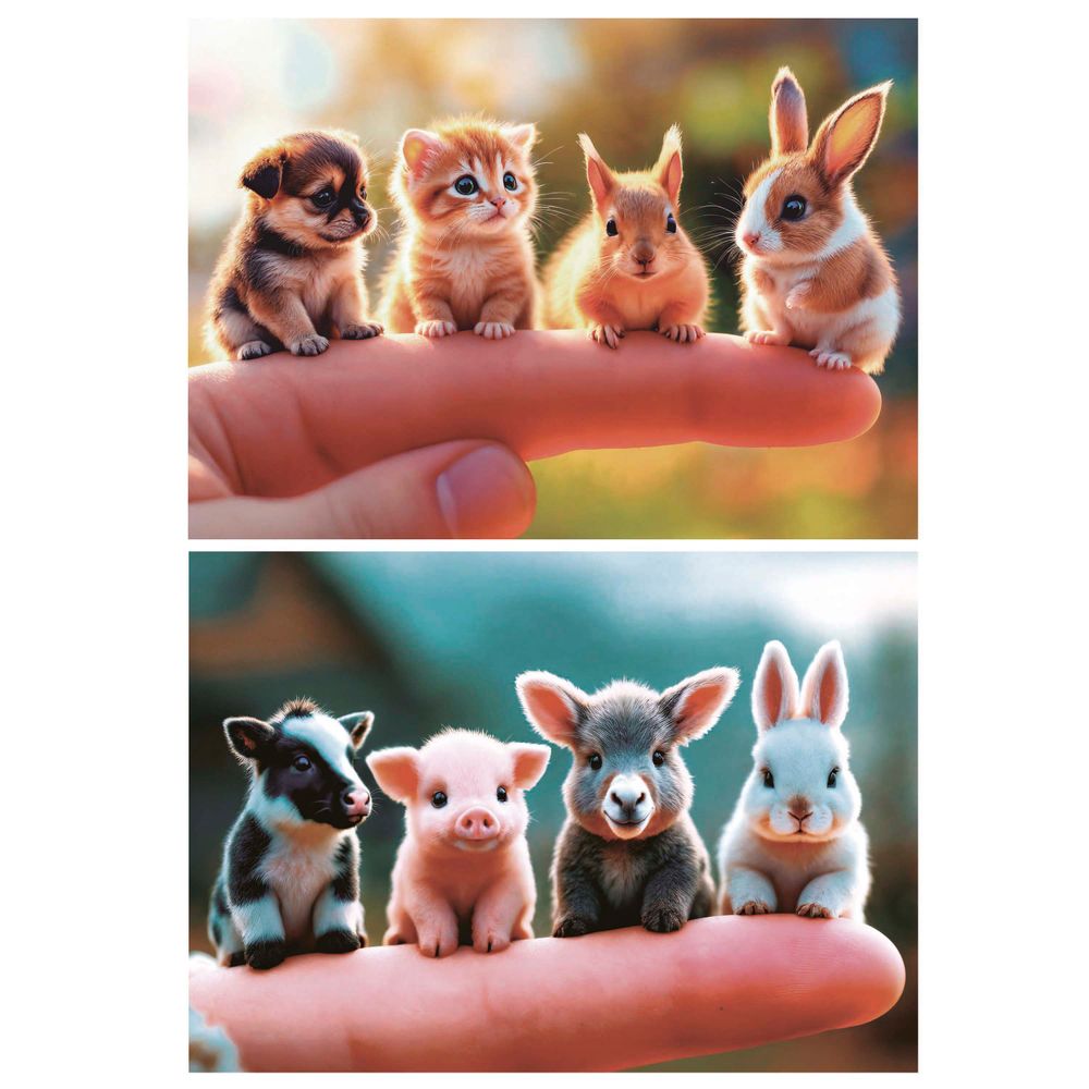 إديوكا - مجموعة تركيب بازل 2 في 1 - حيوانات صغيرة - 40 قطعة