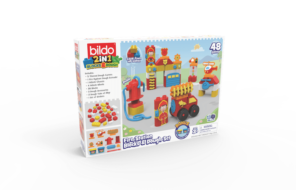 بيلدو - محطة الإطفاء - مجموعة مكعبات ومعجون اللّعب - 48 قطعة